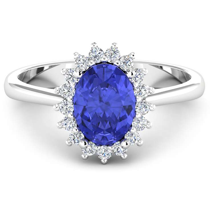 1.63ctw Violet Tanzanite and Diamond 14K White Gold Halo Ring