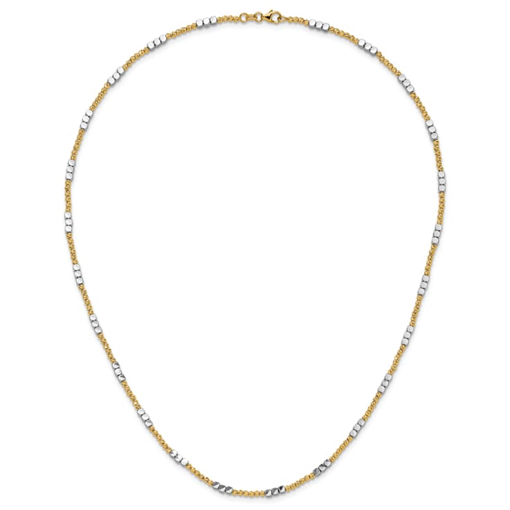 14K Two-tone Diamond-cut Beaded 18-inch Necklace