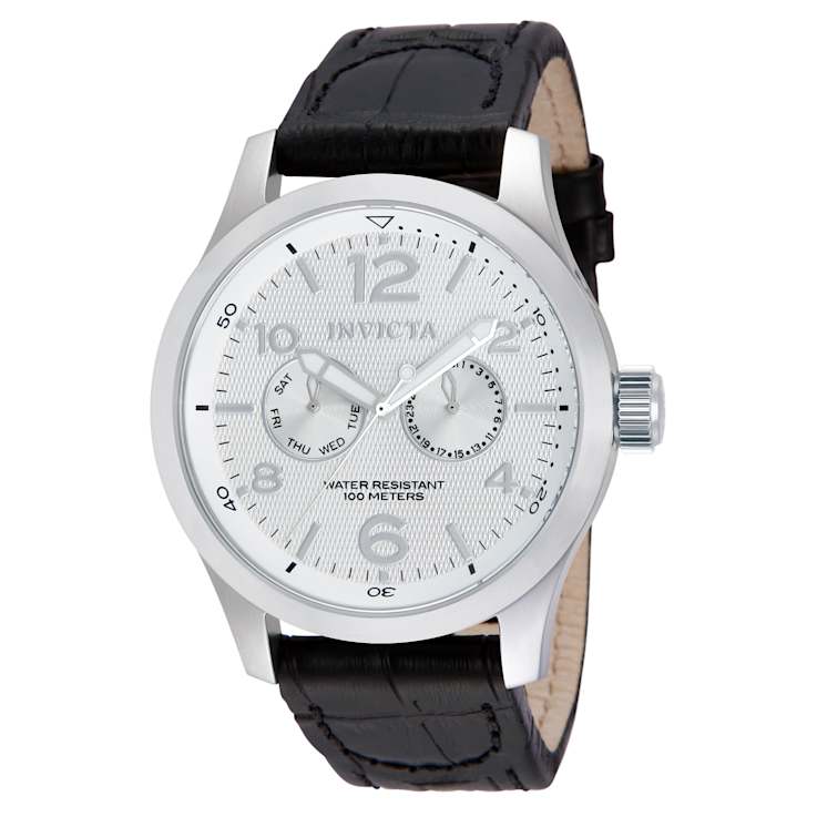 Invicta I-Force 48mm White Dial Leather Band Quartz Watch
