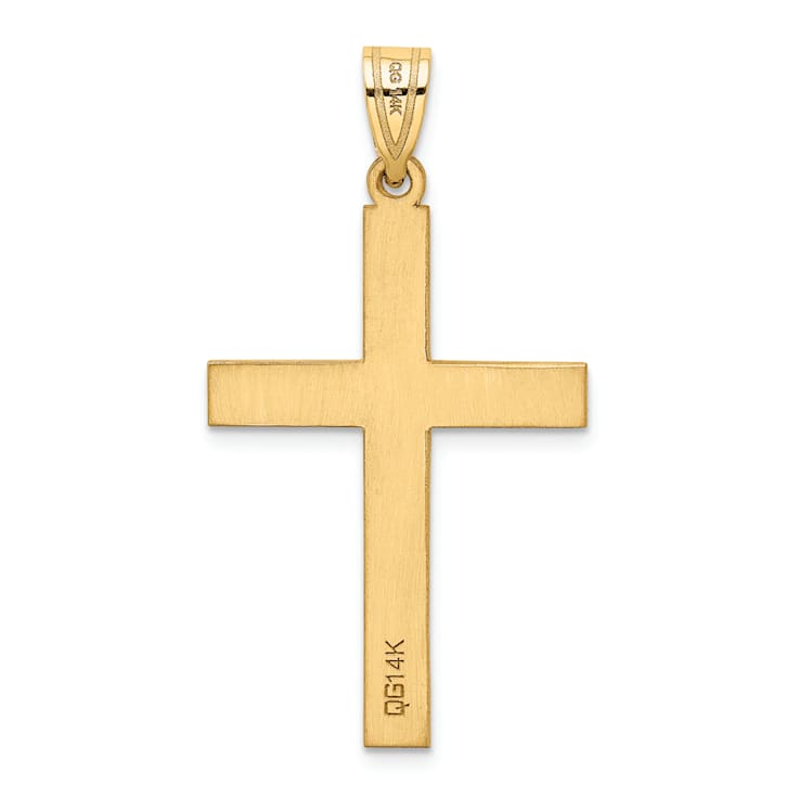 14k Yellow Gold Polished Diamond Cross Pendant