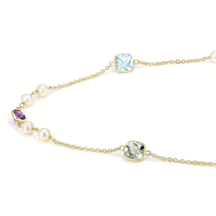 Multi-Gem 14k Yellow Gold Necklace 5.40ctw