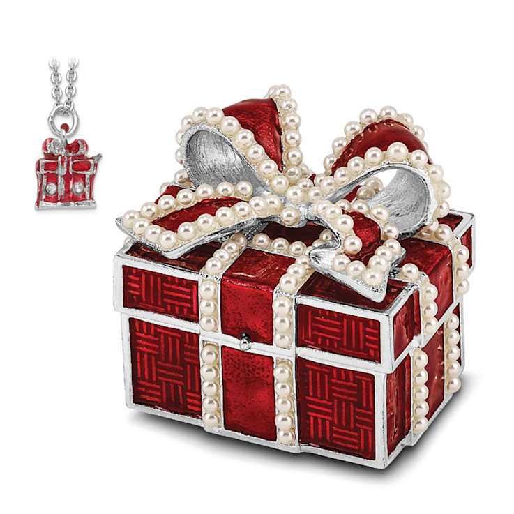 EXCITEMENT Simulated Pearl Red Gift Box Trinket Box
