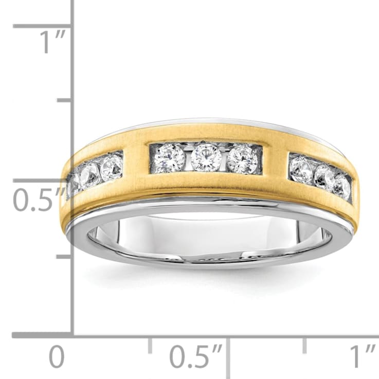 14K Two-tone Yellow and White Gold Lab Grown Diamond Men's Ring