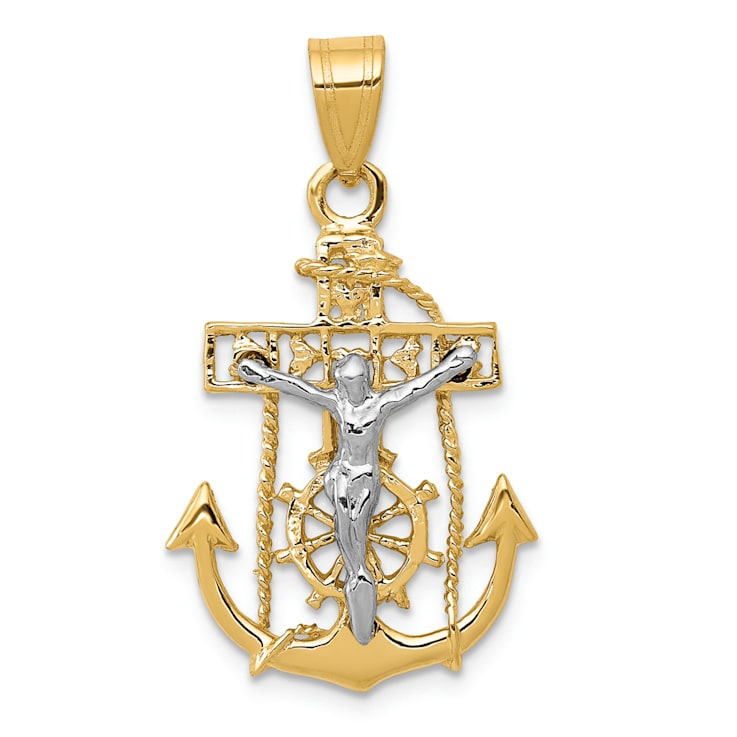 14K Yellow and White Gold Mariners Cross Pendant