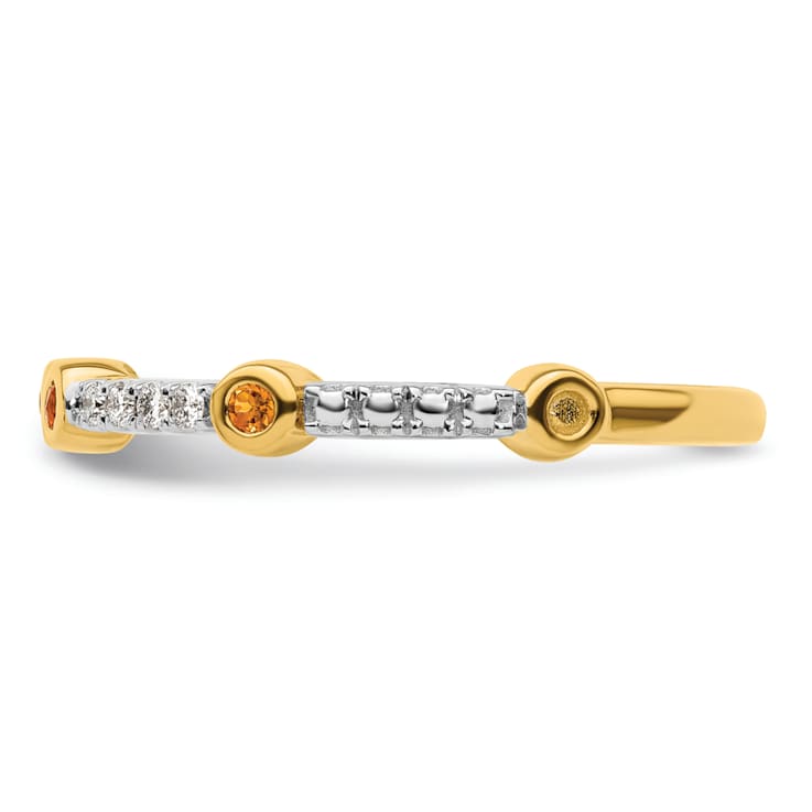 14K Yellow Gold Stackable Expressions Citrine and Diamond Ring 0.30ctw