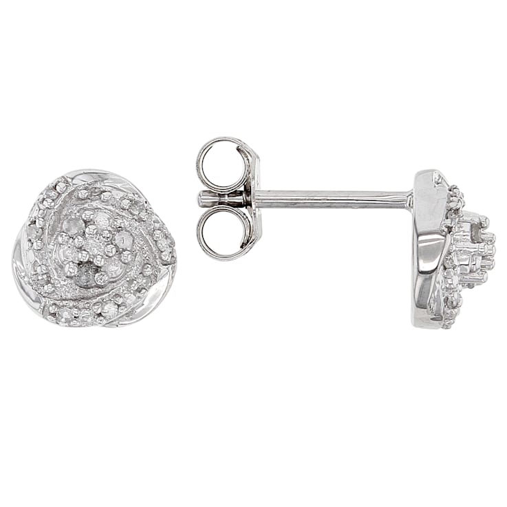White Diamond 10k White Gold Stud Earrings 0.10ctw