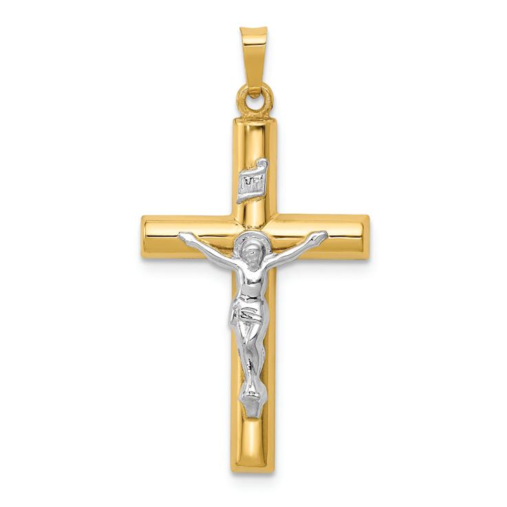 14k Two-tone Gold INRI Crucifix Pendant