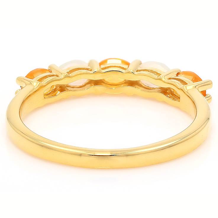 Opal And Fire Opal Band Ring In 18K Gold Over Sterling Silver 0.49ctw