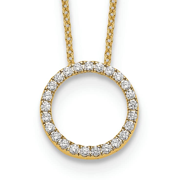 10k Yellow Gold 0.25 ctw Diamond Circle Pendant with 18 inch Cable Chain