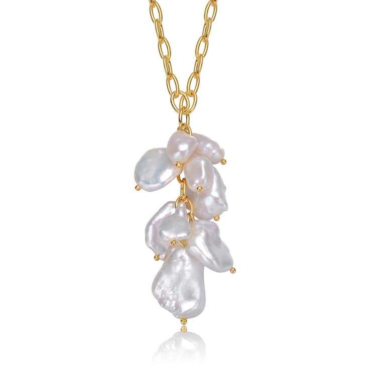 Pear Shape Freshwater Pearl Solitaire Pendant In 14K Gold Over Sterling Silver