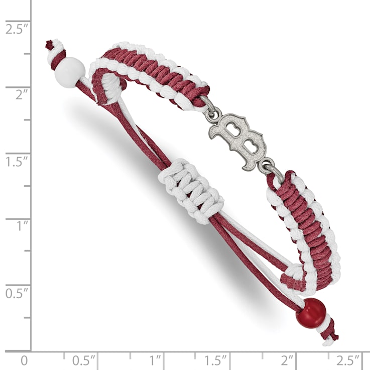 Stainless Steel MLB LogoArt Boston Red Sox Adjustable Cord Bracelet