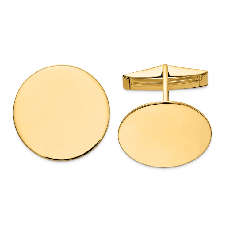 14K Yellow Gold Men's Circular Polished Cuff Links