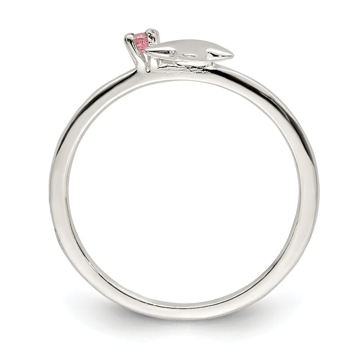 Sterling Silver Polished Pink Cubic Zirconia and Star Children's Ring