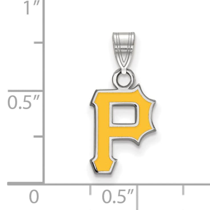 Rhodium Over Sterling Silver MLB Pittsburgh Pirates LogoArt Enameled Pendant