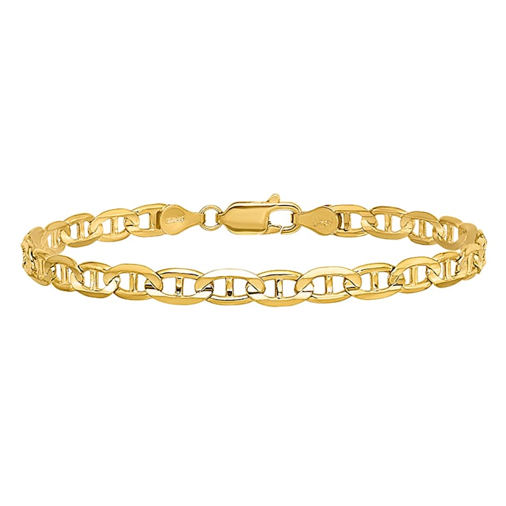 14k Yellow Gold Concave Anchor Chain Bracelet