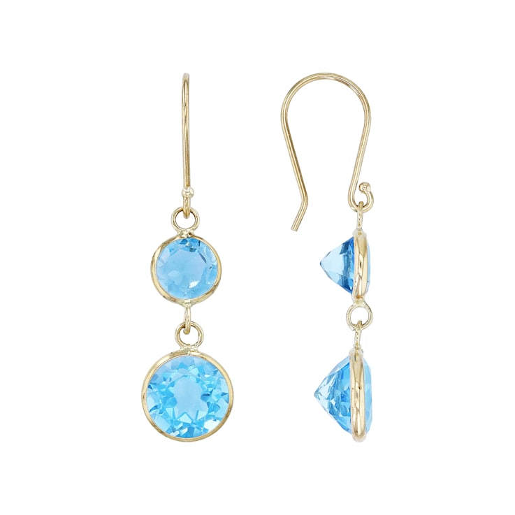 Swiss Blue Topaz 14k Yellow Gold Dangle Earrings 7.00ctw