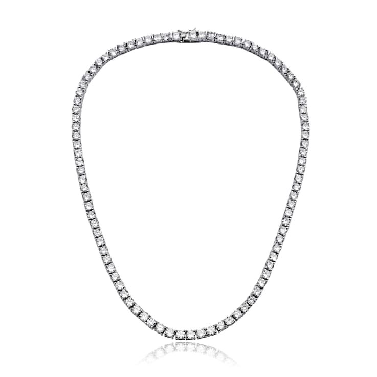 CZ Tennis Necklace In Sterling Silver