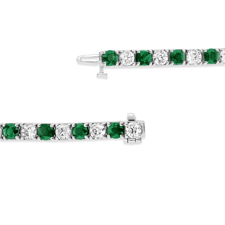 6.25ctw Emerald and Diamond Bracelet in 14k White Gold