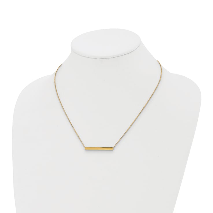 Polished Cable LInk Bar Necklace In 14K Yellow Gold