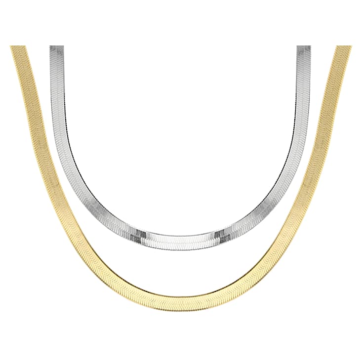 Herringbone Chain Necklace Set Of 2