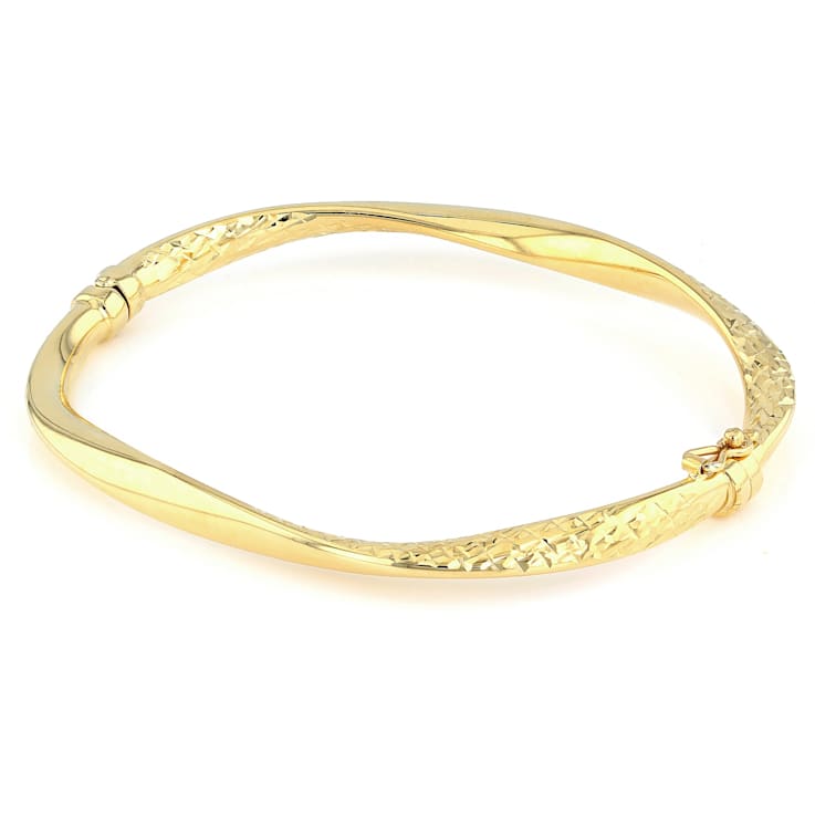 Polished Diamond-Cut Twist Bangle In 10K Gold