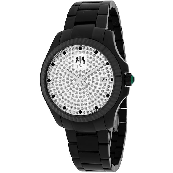 Jivago Women's Jolie White Dial, Black Stainless Steel Watch