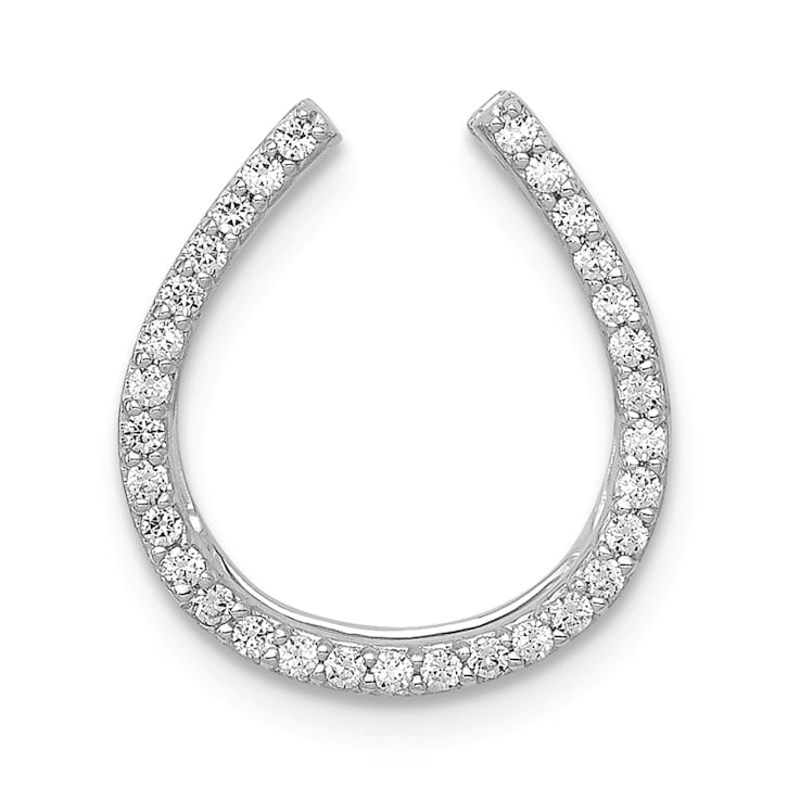 Rhodium Over 14k White Gold Diamond Horseshoe Chain Slide Pendant