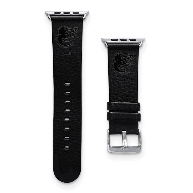 Gametime MLB Baltimore Orioles Black Leather Apple Watch Band (38/40mm
S/M). Watch not included.