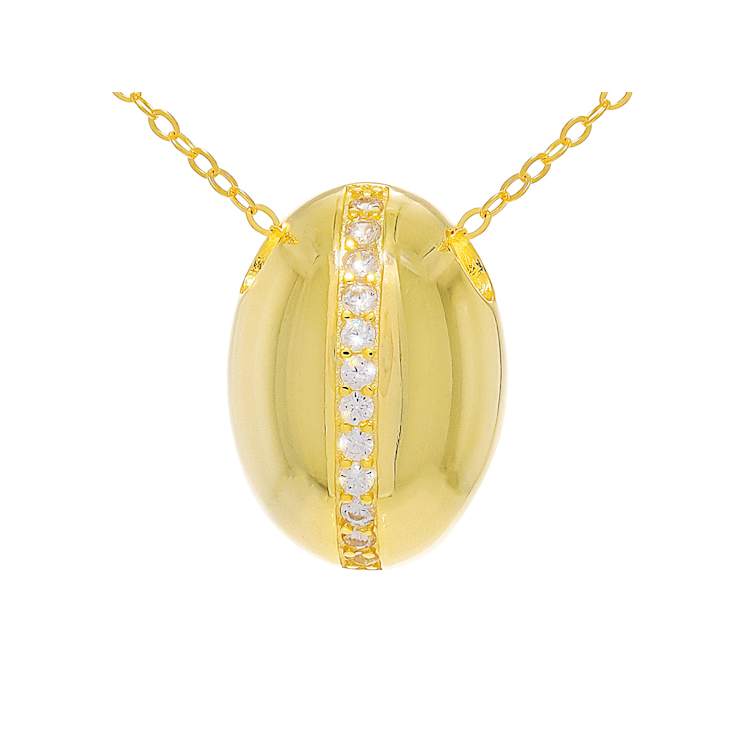 Small Dome Pendant With CZ In 18K Gold Over Sterling Silver