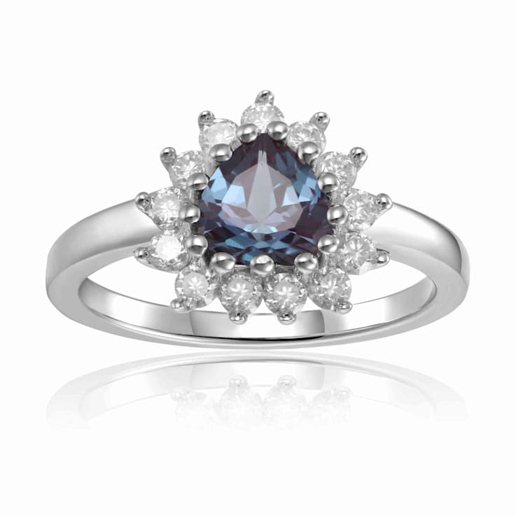 Blue Lab Created Alexandrite Heart Shape Ring with White Topaz Accents
Sterling Silver Ring