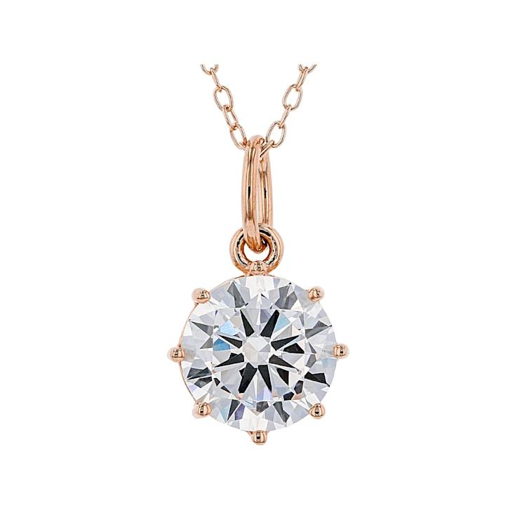 Solitaire CZ Pendant And Ring Set In 18K Rose Gold Over Sterling Silver