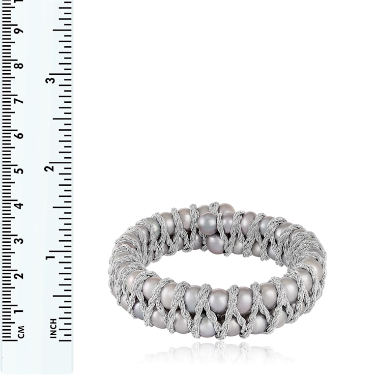 7-8mm Gray Cultured Freshwater Pearl Silver  Bracelet