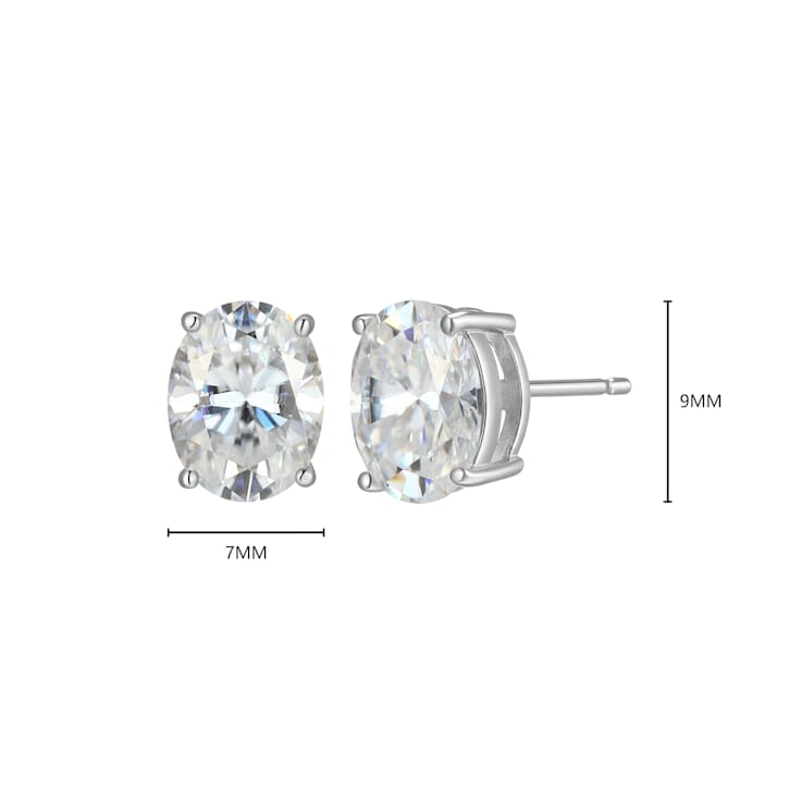 Oval Moissanite Platineve Stud Earrings 4.20ctw DEW