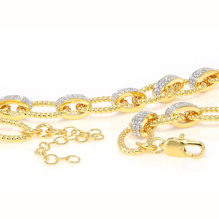 Diamond Station Link Necklace With Rope Design