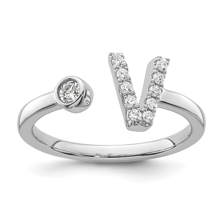 Rhodium Over 14K White Gold Lab Grown Diamond VS/SI GH, Initial V
Adjustable Ring