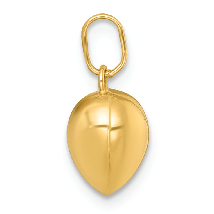 14K Yellow Gold Polished 3D Heart Charm Pendant