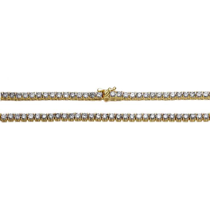 CZ Tennis Necklace In 14K Gold Over Sterling Silver