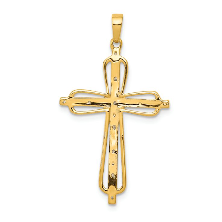 14K Two-tone Gold  Diamond Cross Pendant