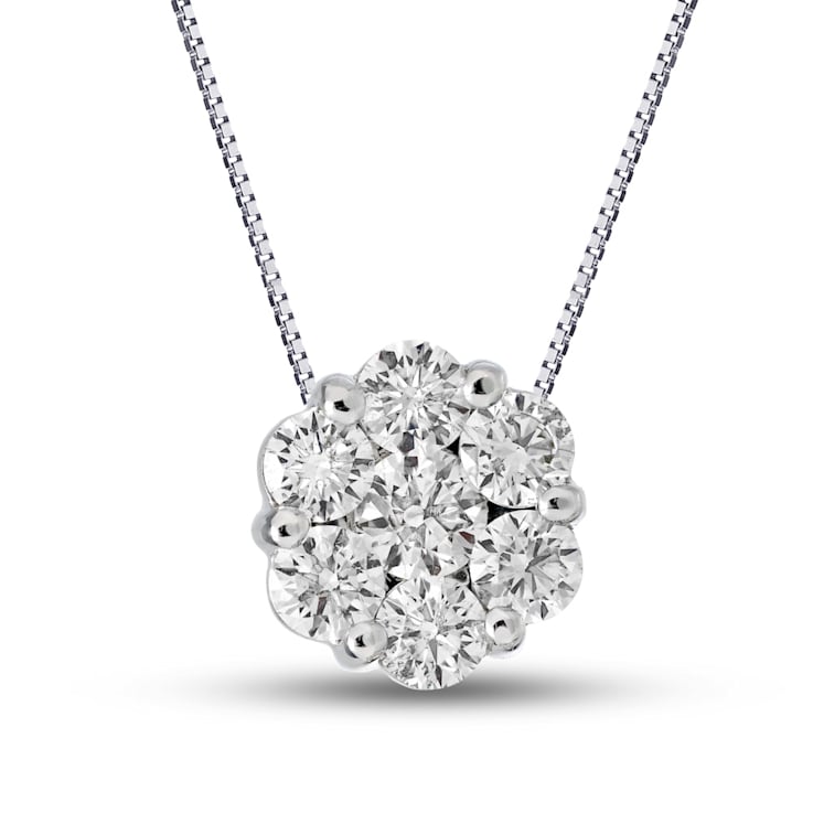 0.50ctw Diamond Cluster Pendant in 14k White Gold