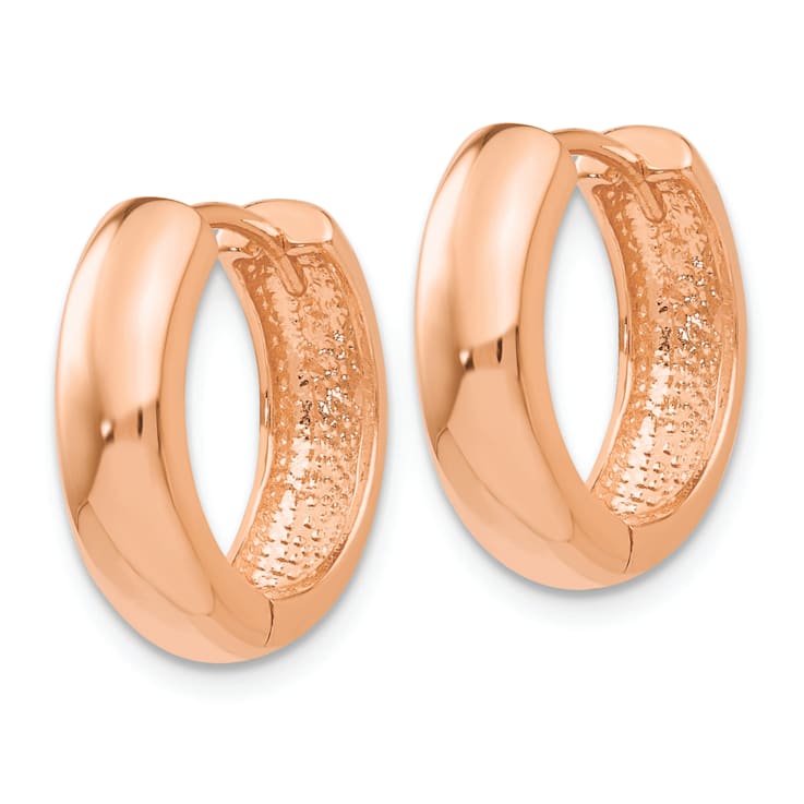 14k Rose Gold 9/16" Round Hinged Hoop Earrings