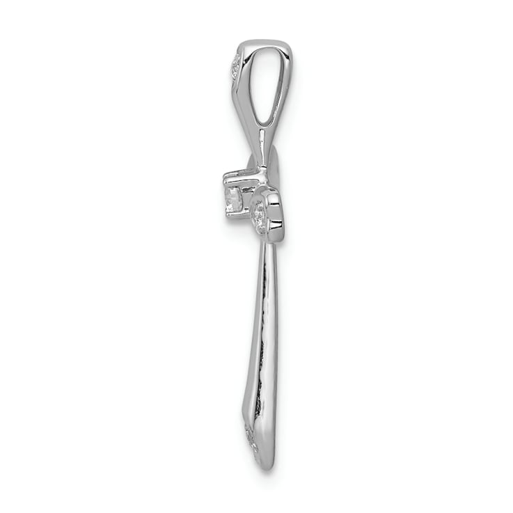 Rhodium Over 14k White Gold Diamond Cross Chain Slide Pendant