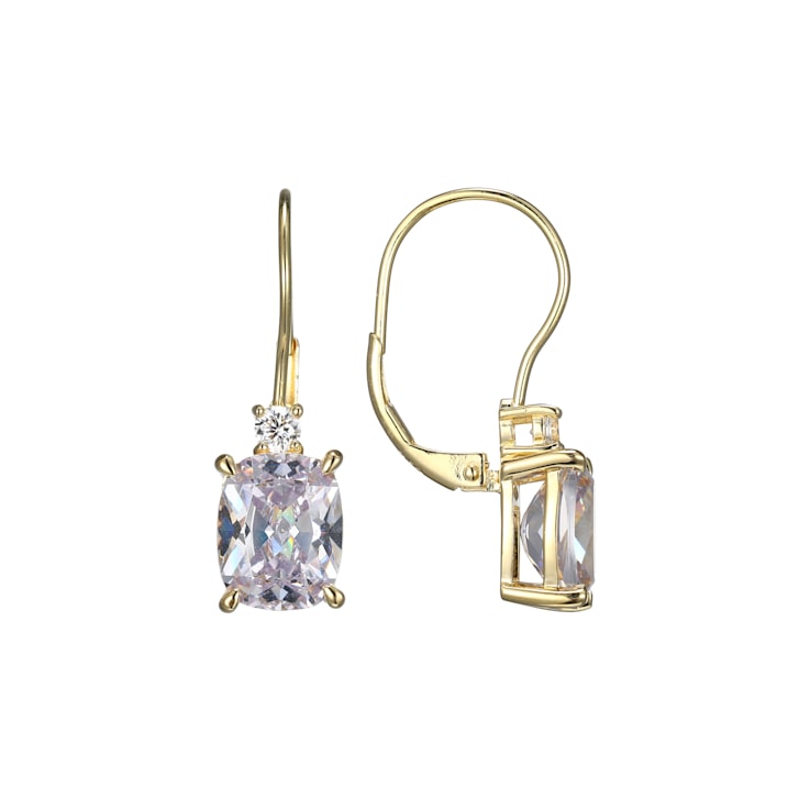 White Cubic Zirconia 18K Yellow Gold Over Sterling Silver