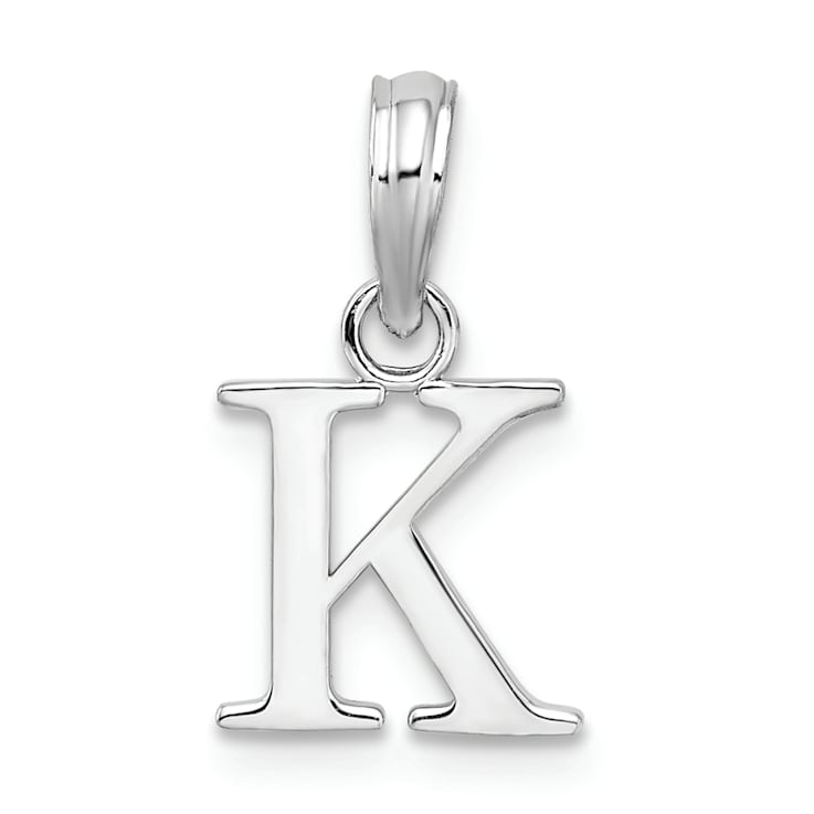 Sterling Silver Polished Block Initial -K- Pendant