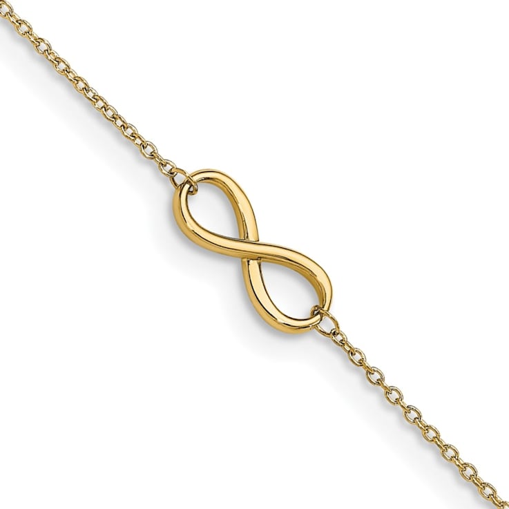 14K Yellow Gold Polished Infinity with 1-inch Extension Anklet