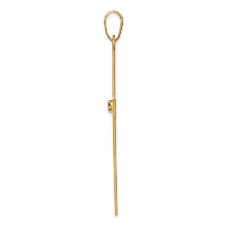 14k Yellow Gold Polished Diamond Cross Pendant