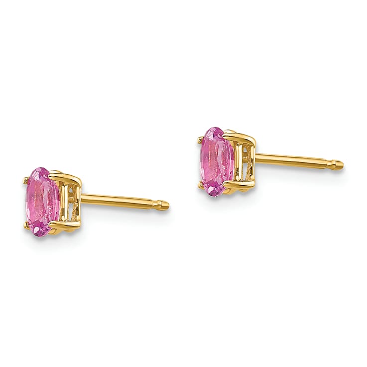 14K Yellow Gold Pink Sapphire Earrings