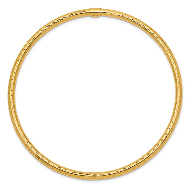 10k Yellow Gold 3mm Diamond-Cut Tube Slip-on Bangle