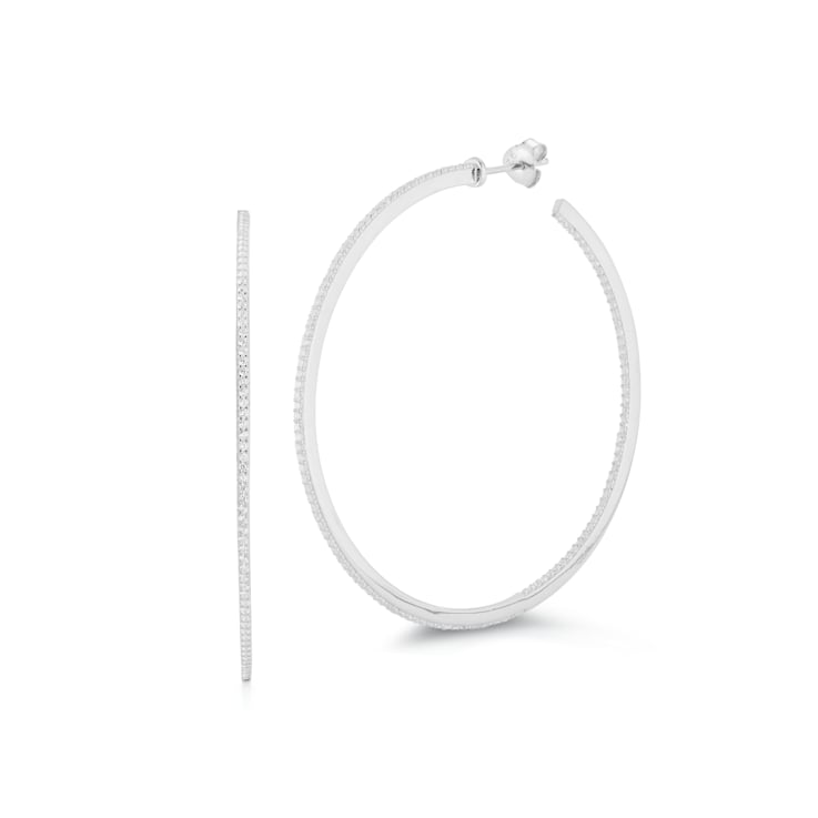 Sterling Statements Rhodium Over Sterling Silver CZ Inside Out XL Hoops
