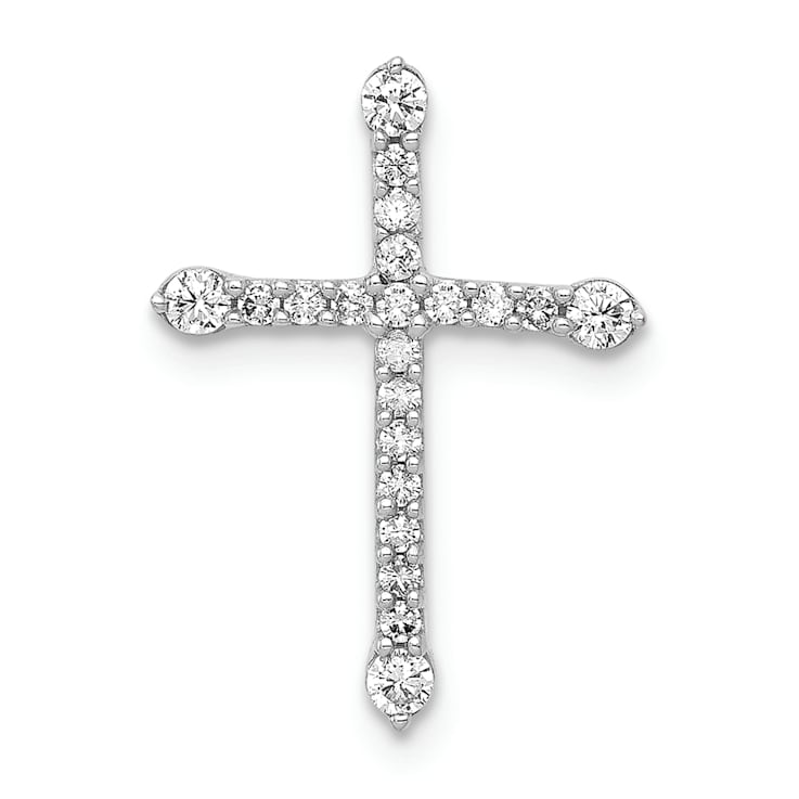Rhodium Over 14k White Gold Diamond Cross Chain Slide