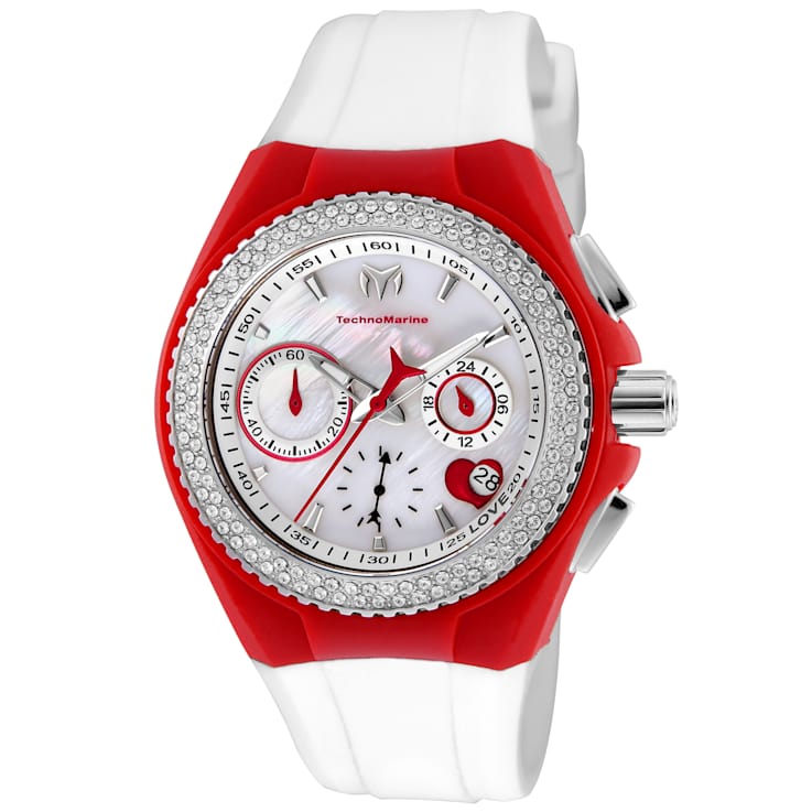 Technomarine Cruise Valentine 40mm White Dial Crystal Accents White
Silicone Strap Quartz Watch